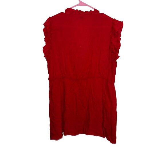 Forever 21+ Red Ruffle-Trim Lace Detail Sleeveless Tunic Top 2X - Picture 4 of 6
